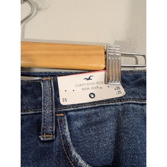 Hollister Women Curvy High Rise Distressed Crop Mom Jeans Sz 26 Hippie Grunge - Picture 4 of 11